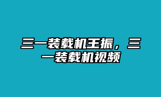 三一裝載機王振，三一裝載機視頻