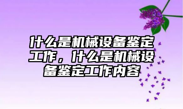 什么是機(jī)械設(shè)備鑒定工作，什么是機(jī)械設(shè)備鑒定工作內(nèi)容