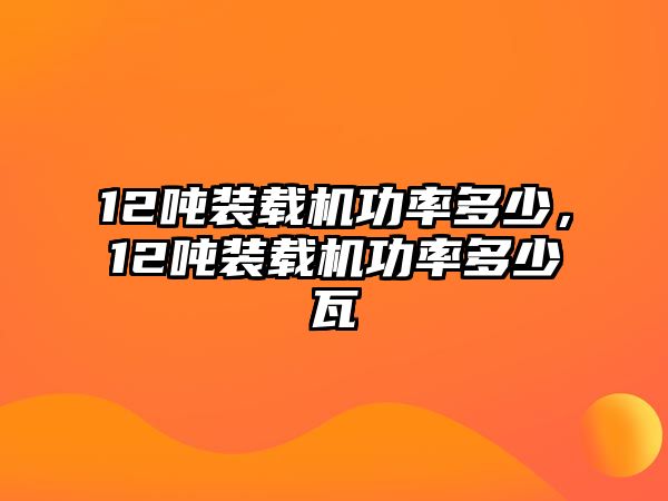 12噸裝載機(jī)功率多少，12噸裝載機(jī)功率多少瓦