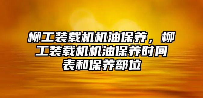 柳工裝載機機油保養(yǎng)，柳工裝載機機油保養(yǎng)時間表和保養(yǎng)部位