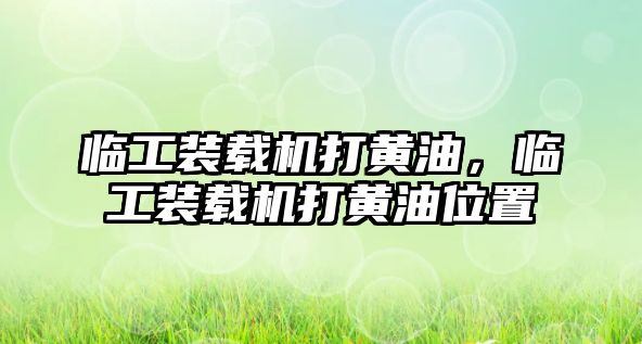 臨工裝載機打黃油，臨工裝載機打黃油位置