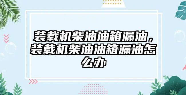 裝載機(jī)柴油油箱漏油，裝載機(jī)柴油油箱漏油怎么辦