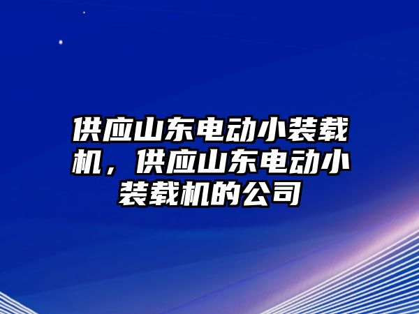 供應(yīng)山東電動小裝載機，供應(yīng)山東電動小裝載機的公司