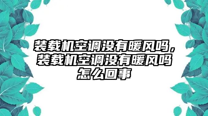 裝載機(jī)空調(diào)沒有暖風(fēng)嗎，裝載機(jī)空調(diào)沒有暖風(fēng)嗎怎么回事