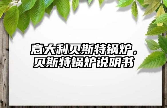 意大利貝斯特鍋爐，貝斯特鍋爐說明書