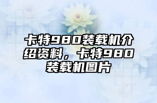 卡特980裝載機(jī)介紹資料，卡特980裝載機(jī)圖片