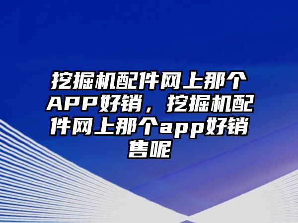 挖掘機配件網(wǎng)上那個APP好銷，挖掘機配件網(wǎng)上那個app好銷售呢