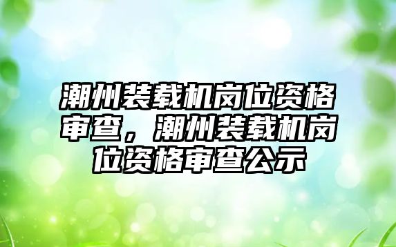 潮州裝載機(jī)崗位資格審查，潮州裝載機(jī)崗位資格審查公示