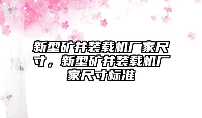 新型礦井裝載機廠家尺寸，新型礦井裝載機廠家尺寸標(biāo)準(zhǔn)