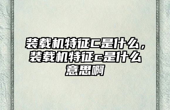 裝載機特征C是什么，裝載機特征c是什么意思啊