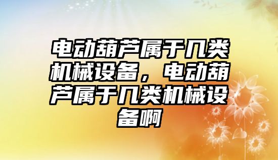 電動葫蘆屬于幾類機(jī)械設(shè)備，電動葫蘆屬于幾類機(jī)械設(shè)備啊