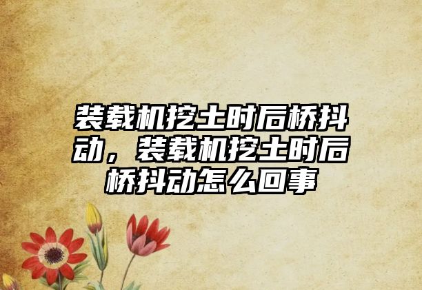 裝載機挖土?xí)r后橋抖動，裝載機挖土?xí)r后橋抖動怎么回事