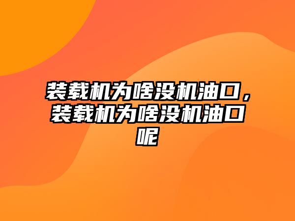 裝載機(jī)為啥沒(méi)機(jī)油口，裝載機(jī)為啥沒(méi)機(jī)油口呢