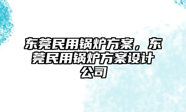 東莞民用鍋爐方案，東莞民用鍋爐方案設(shè)計公司