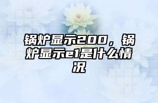 鍋爐顯示200，鍋爐顯示e1是什么情況