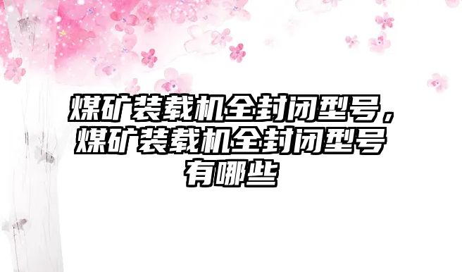 煤礦裝載機(jī)全封閉型號(hào)，煤礦裝載機(jī)全封閉型號(hào)有哪些