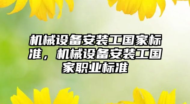 機械設備安裝工國家標準，機械設備安裝工國家職業(yè)標準