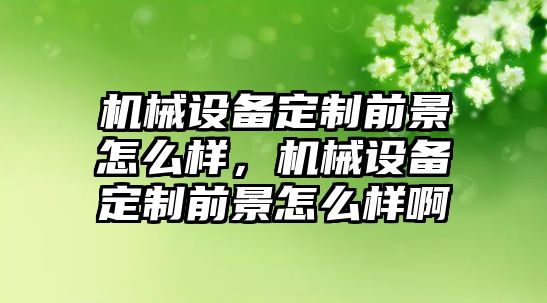 機(jī)械設(shè)備定制前景怎么樣，機(jī)械設(shè)備定制前景怎么樣啊