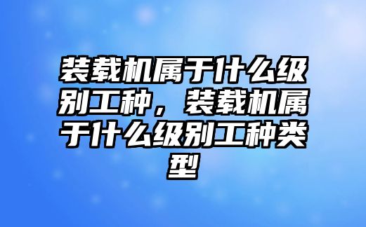 裝載機屬于什么級別工種，裝載機屬于什么級別工種類型