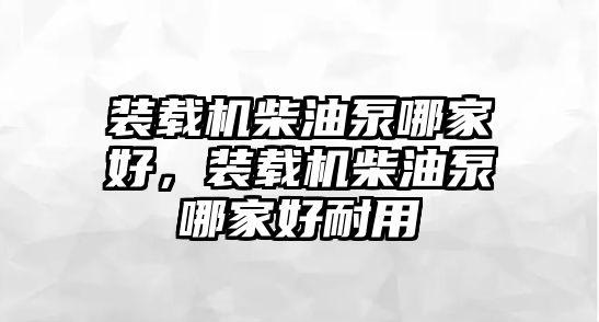 裝載機柴油泵哪家好，裝載機柴油泵哪家好耐用