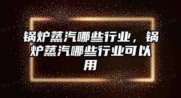 鍋爐蒸汽哪些行業(yè)，鍋爐蒸汽哪些行業(yè)可以用