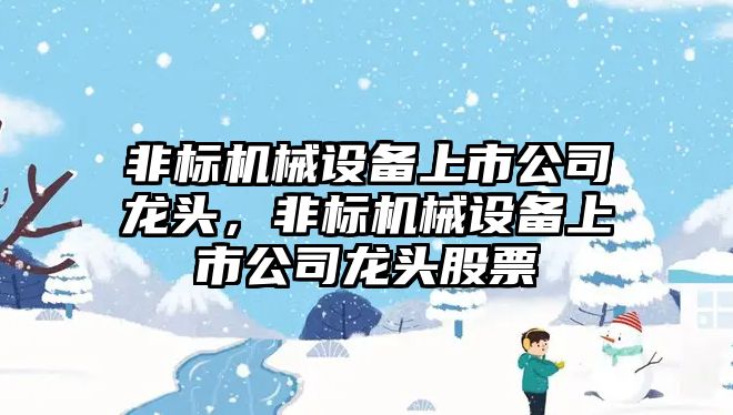 非標(biāo)機械設(shè)備上市公司龍頭，非標(biāo)機械設(shè)備上市公司龍頭股票