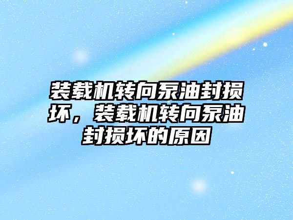 裝載機轉向泵油封損壞，裝載機轉向泵油封損壞的原因