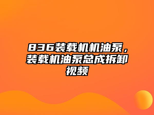 836裝載機機油泵，裝載機油泵總成拆卸視頻