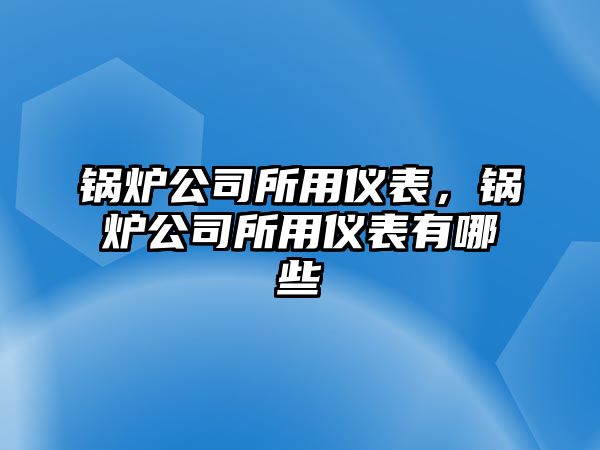 鍋爐公司所用儀表，鍋爐公司所用儀表有哪些