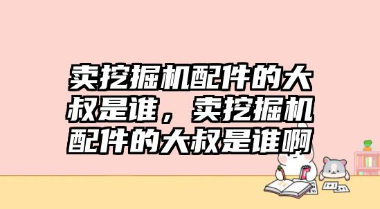 賣挖掘機配件的大叔是誰，賣挖掘機配件的大叔是誰啊