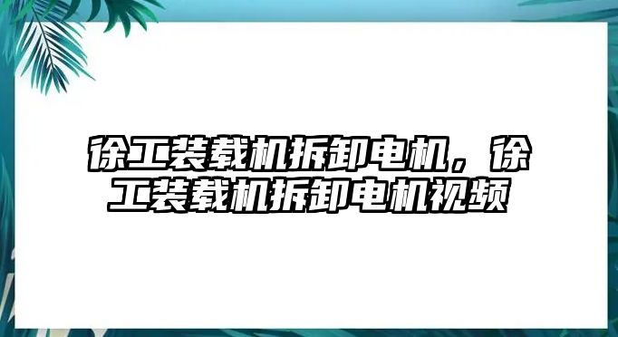 徐工裝載機拆卸電機，徐工裝載機拆卸電機視頻