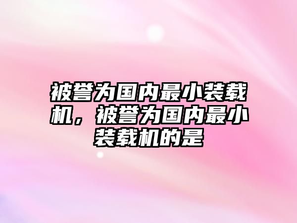 被譽(yù)為國內(nèi)最小裝載機(jī)，被譽(yù)為國內(nèi)最小裝載機(jī)的是