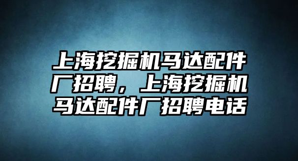 上海挖掘機馬達配件廠招聘，上海挖掘機馬達配件廠招聘電話