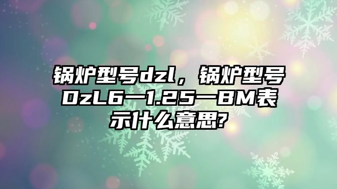 鍋爐型號dzl，鍋爐型號DzL6一1.25一BM表示什么意思?