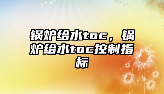 鍋爐給水toc，鍋爐給水toc控制指標(biāo)