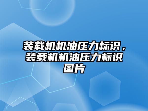 裝載機機油壓力標識，裝載機機油壓力標識圖片