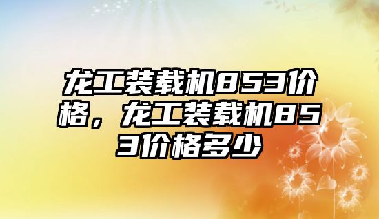 龍工裝載機853價格，龍工裝載機853價格多少