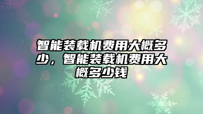 智能裝載機(jī)費(fèi)用大概多少，智能裝載機(jī)費(fèi)用大概多少錢