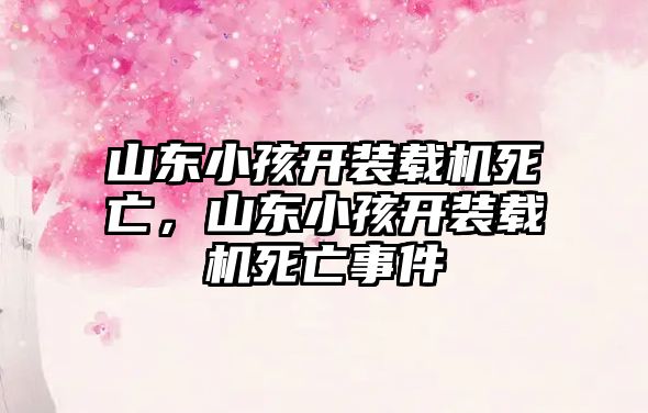 山東小孩開裝載機(jī)死亡，山東小孩開裝載機(jī)死亡事件