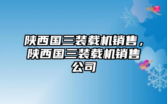 陜西國三裝載機銷售，陜西國三裝載機銷售公司