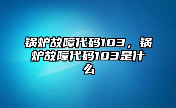 鍋爐故障代碼103，鍋爐故障代碼103是什么