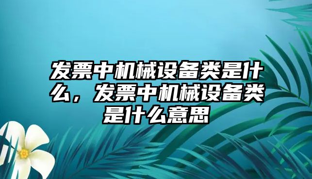 發(fā)票中機(jī)械設(shè)備類是什么，發(fā)票中機(jī)械設(shè)備類是什么意思