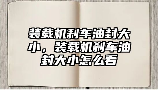 裝載機(jī)剎車油封大小，裝載機(jī)剎車油封大小怎么看