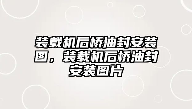 裝載機(jī)后橋油封安裝圖，裝載機(jī)后橋油封安裝圖片