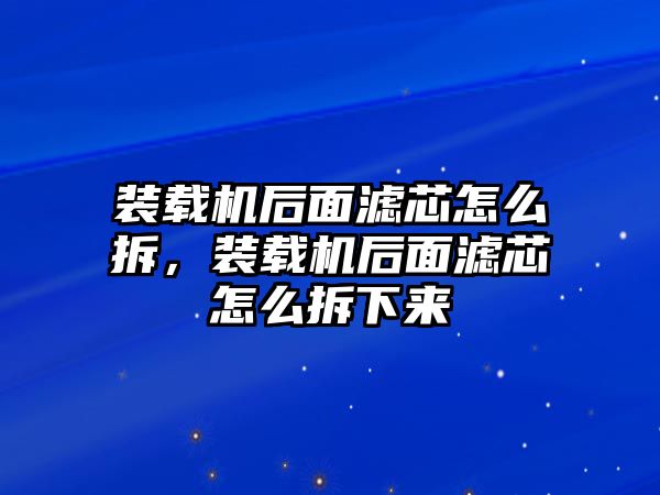 裝載機(jī)后面濾芯怎么拆，裝載機(jī)后面濾芯怎么拆下來