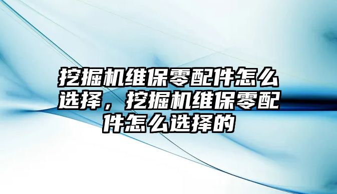 挖掘機(jī)維保零配件怎么選擇，挖掘機(jī)維保零配件怎么選擇的