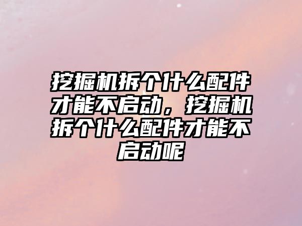 挖掘機拆個什么配件才能不啟動，挖掘機拆個什么配件才能不啟動呢