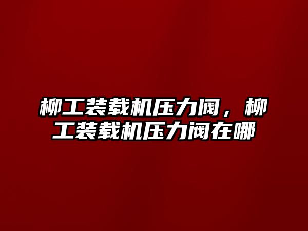 柳工裝載機壓力閥，柳工裝載機壓力閥在哪