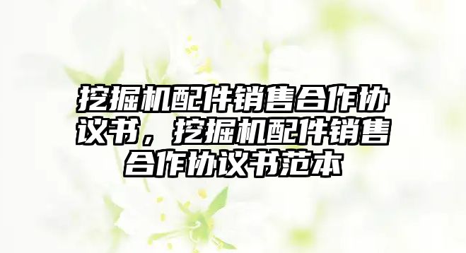 挖掘機配件銷售合作協(xié)議書，挖掘機配件銷售合作協(xié)議書范本