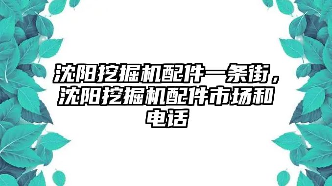 沈陽挖掘機(jī)配件一條街，沈陽挖掘機(jī)配件市場和電話